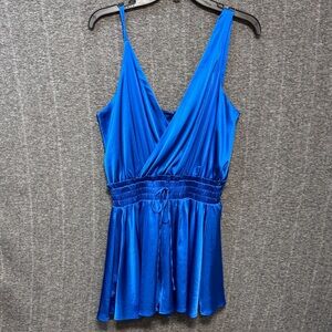 Glam Vibrant Blue Satin Romper